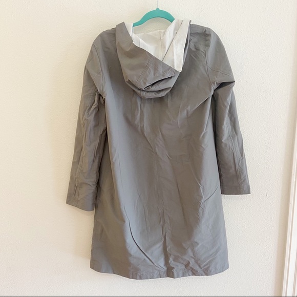 Sold Eileen Fisher Ivory Gray Reversible Organic Cotton Nylon Long Anorak Jacket - Picture 6 of 11